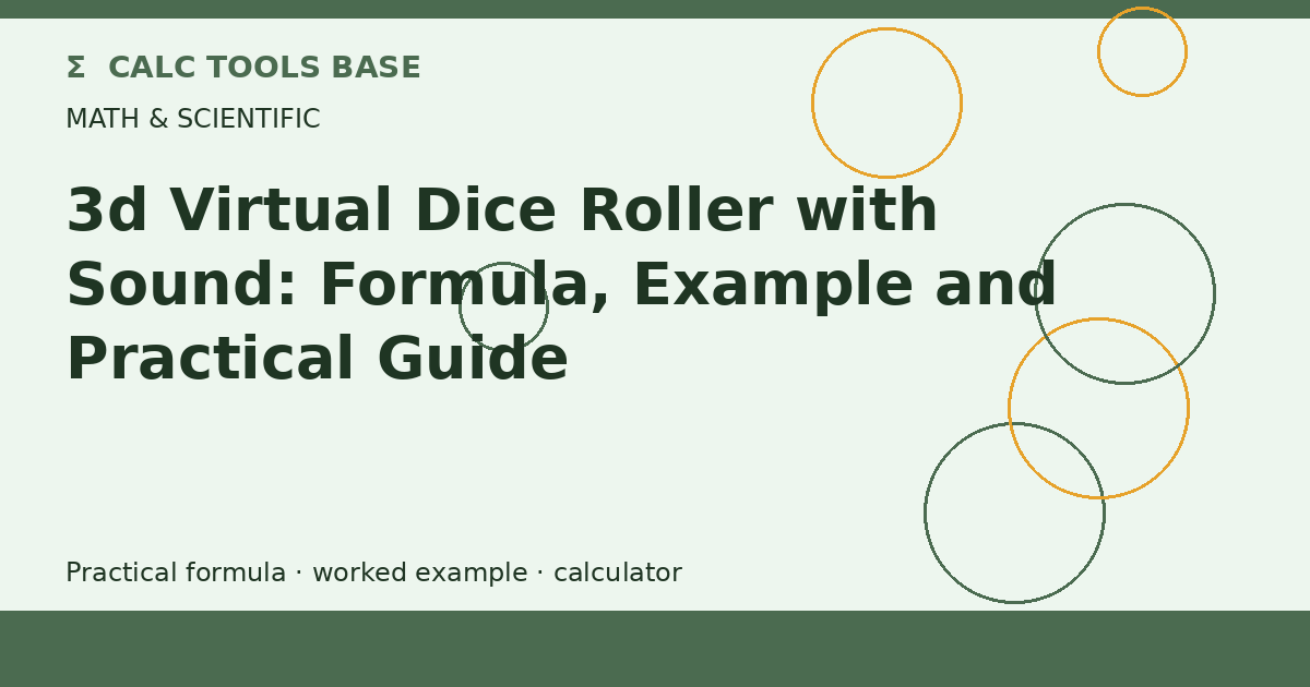 3d Virtual Dice Roller With Sound