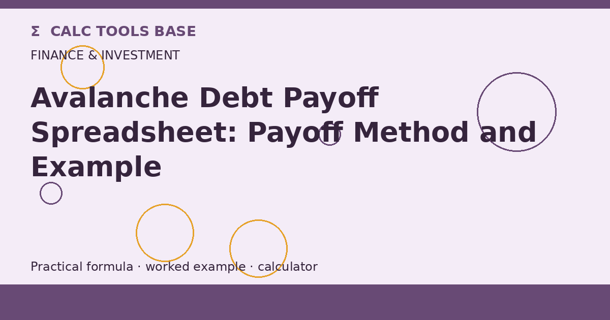Avalanche Debt Payoff Spreadsheet