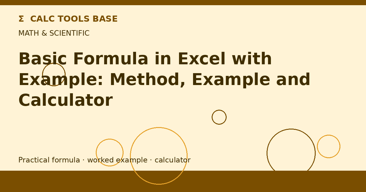 Basic Formula In Excel With Example