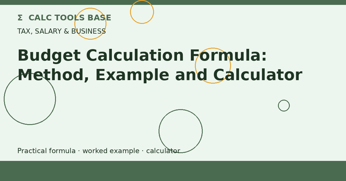 Budget Calculation Formula