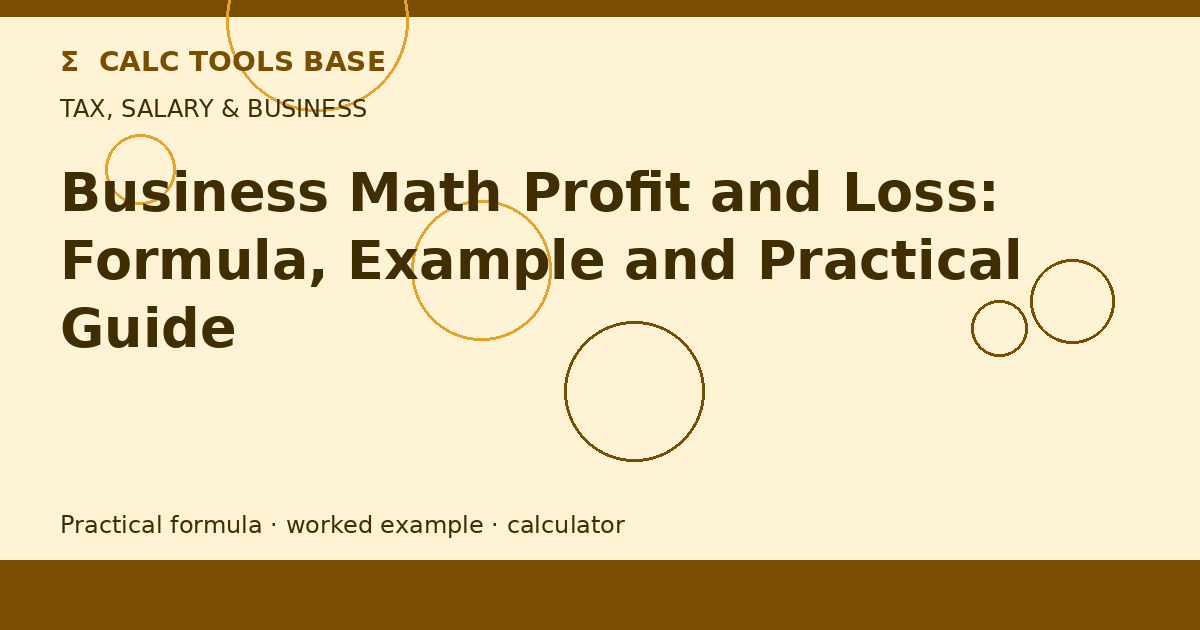Business Math Profit And Loss