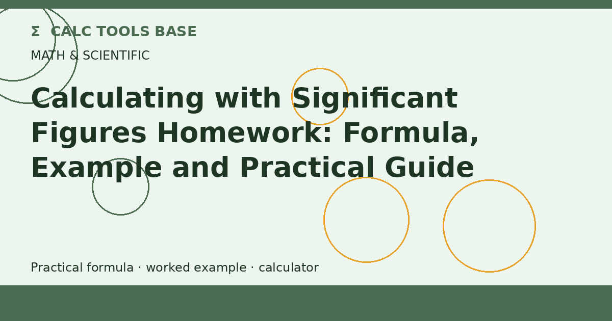 Calculating With Significant Figures Homework
