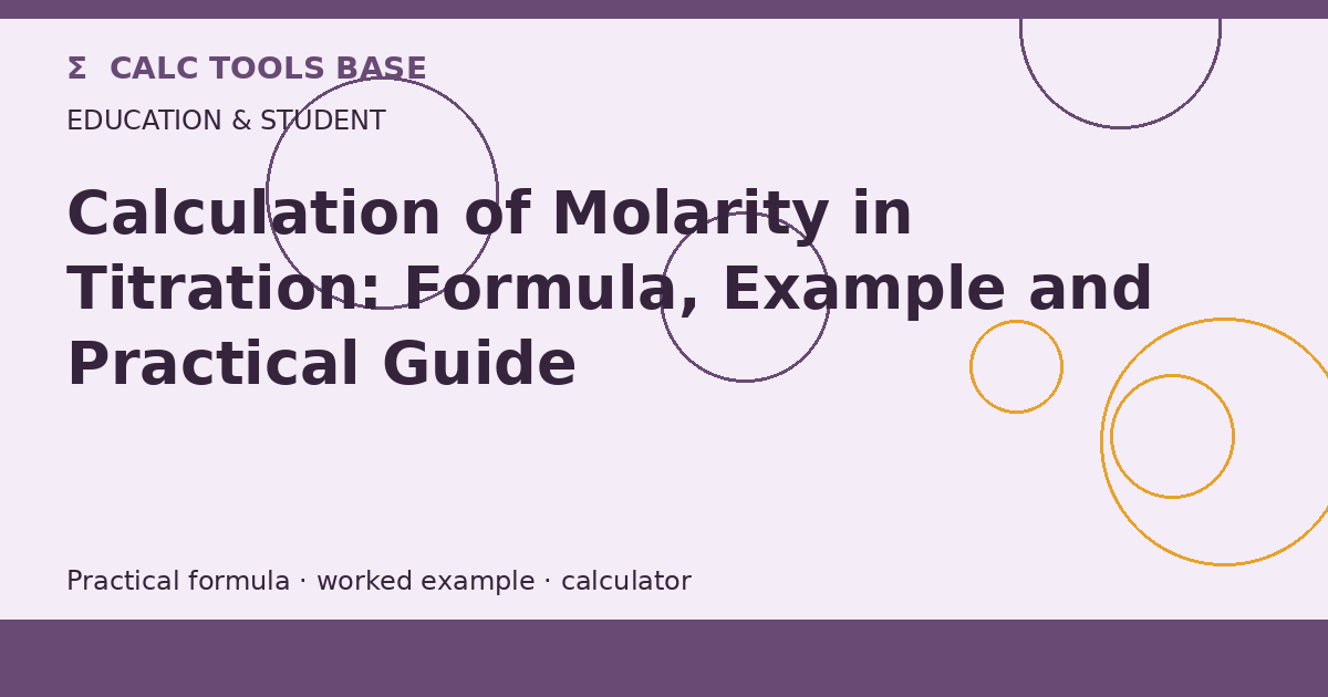 Calculation Of Molarity In Titration