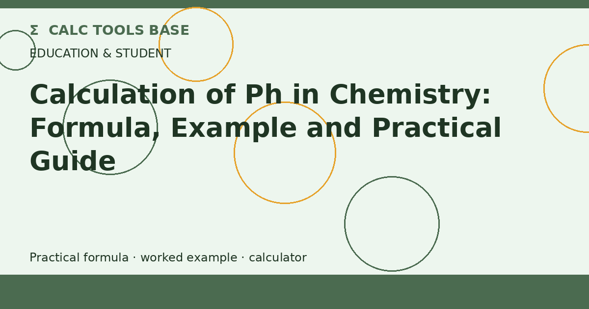 Calculation Of Ph In Chemistry