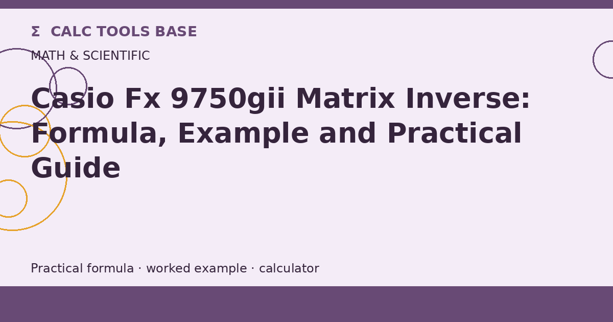 Casio Fx 9750gii Matrix Inverse