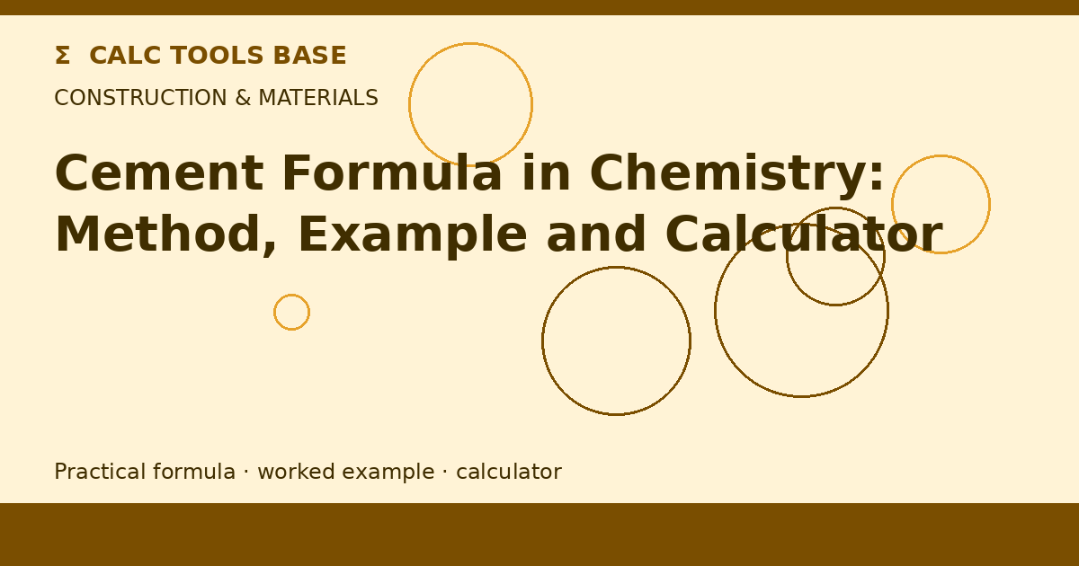 Cement Formula In Chemistry