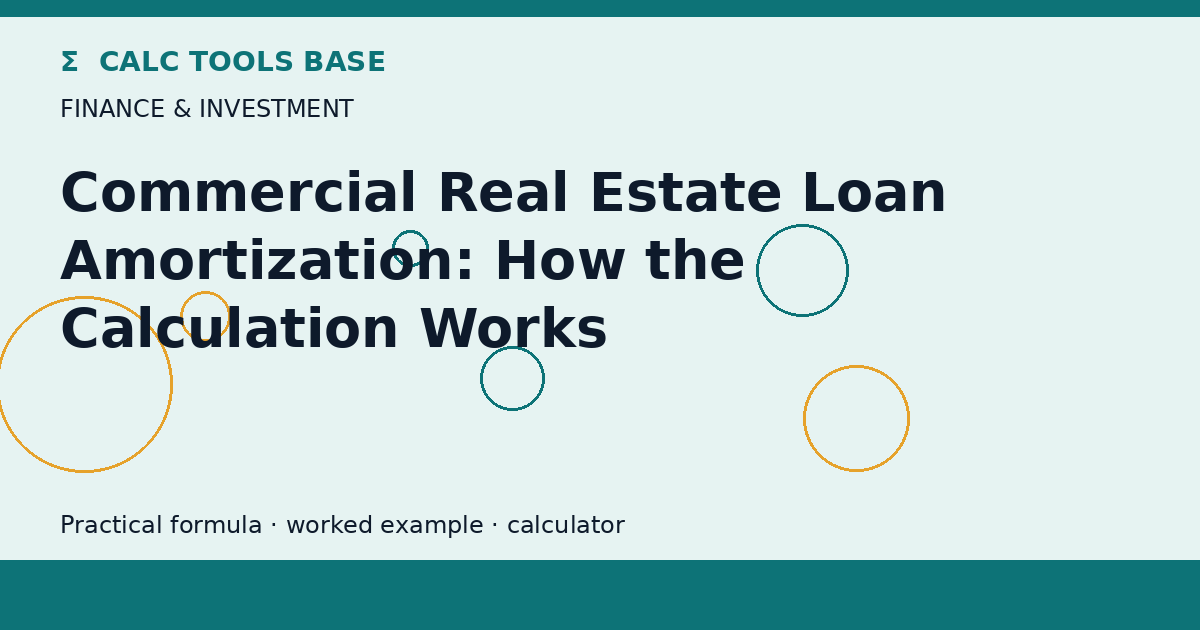 Commercial Real Estate Loan Amortization