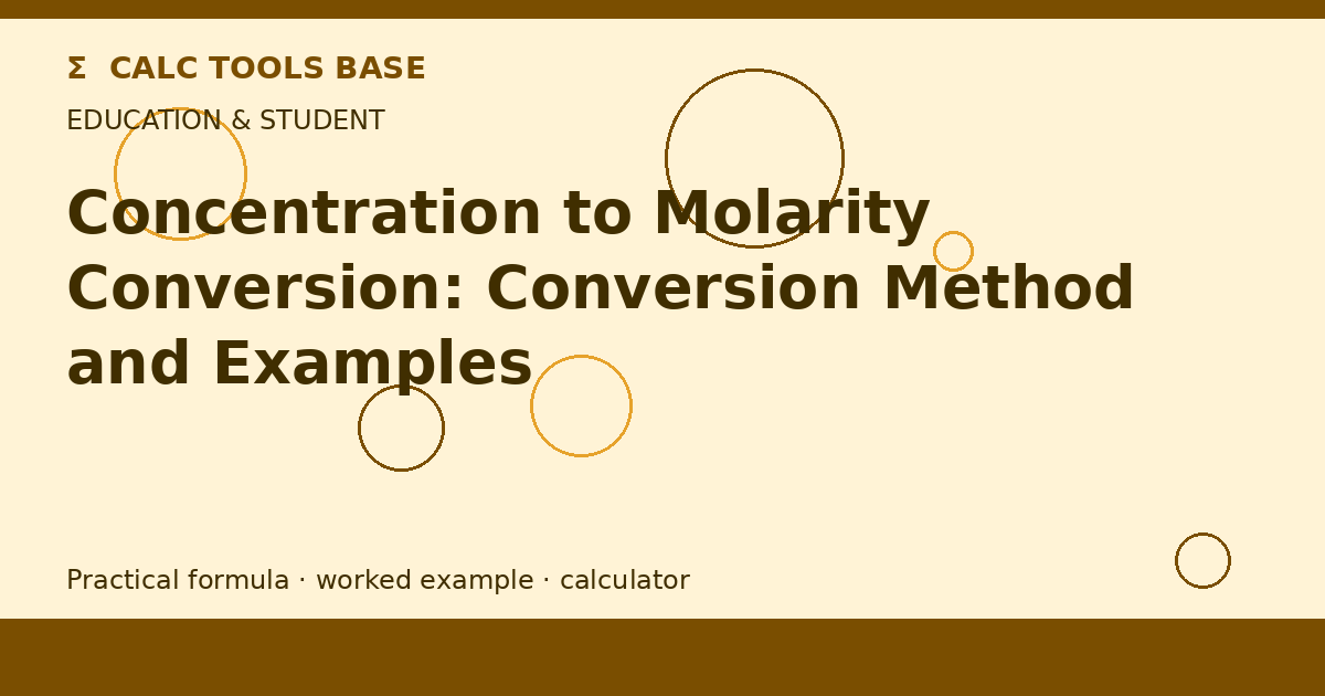 Concentration To Molarity Conversion