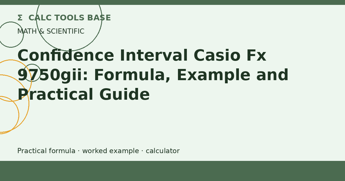 Confidence Interval Casio Fx 9750gii