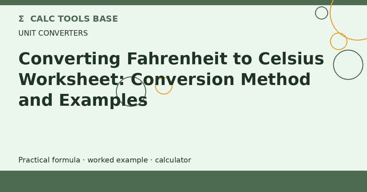 Converting Fahrenheit To Celsius Worksheet