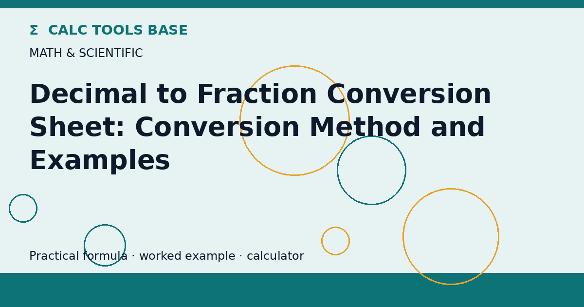 Decimal To Fraction Conversion Sheet
