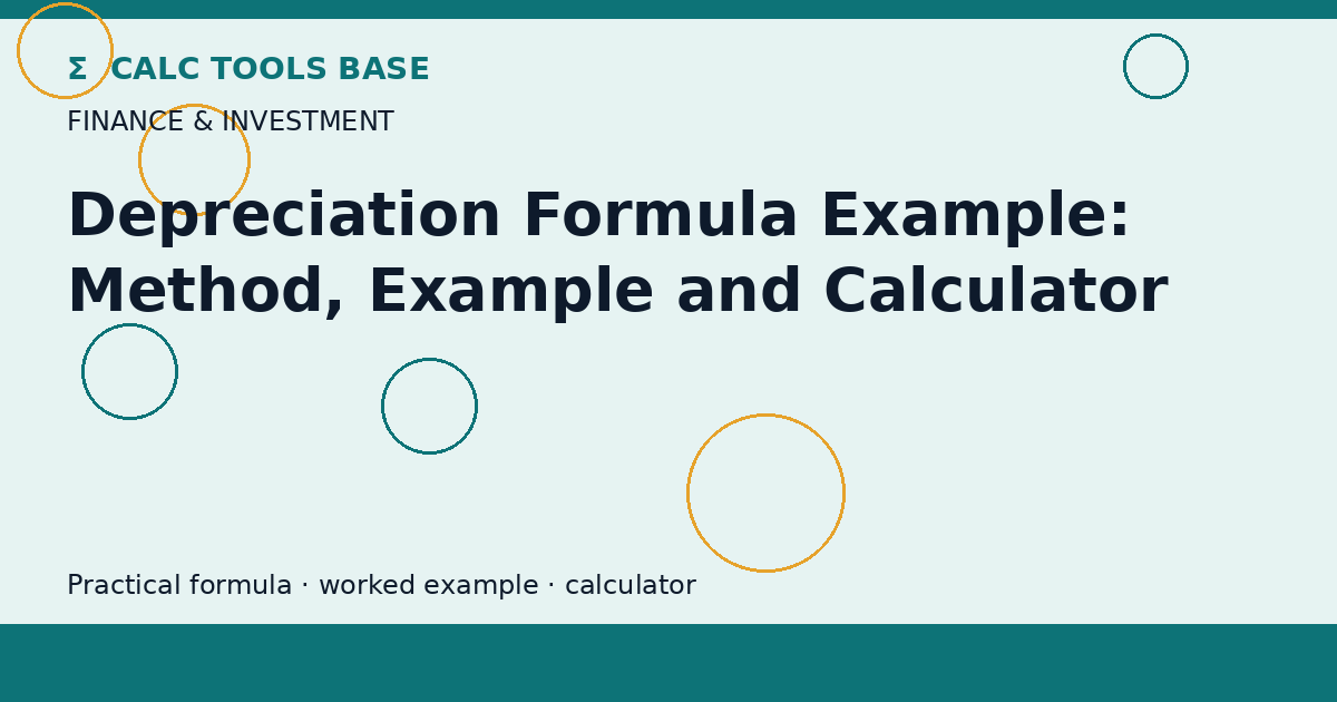 Depreciation Formula Example