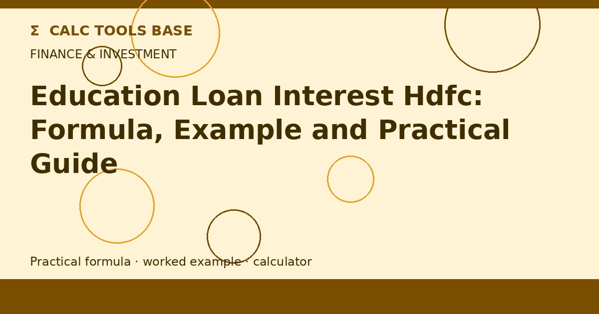 Education Loan Interest Hdfc