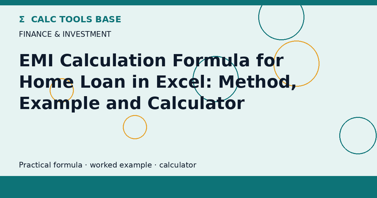 EMI Calculation Formula For Home Loan In Excel