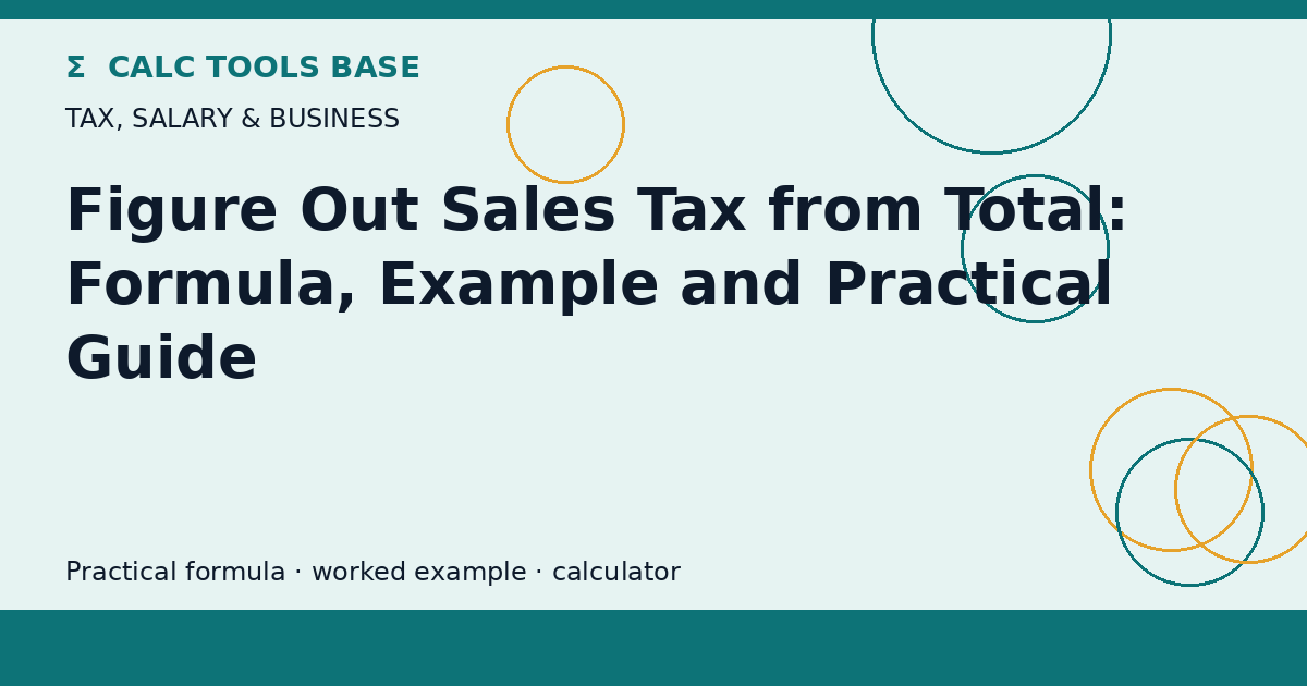 Figure Out Sales Tax From Total