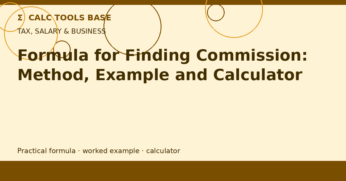 Formula For Finding Commission