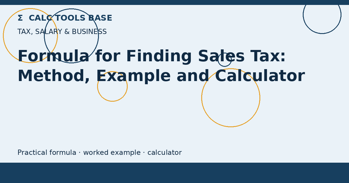 Formula For Finding Sales Tax