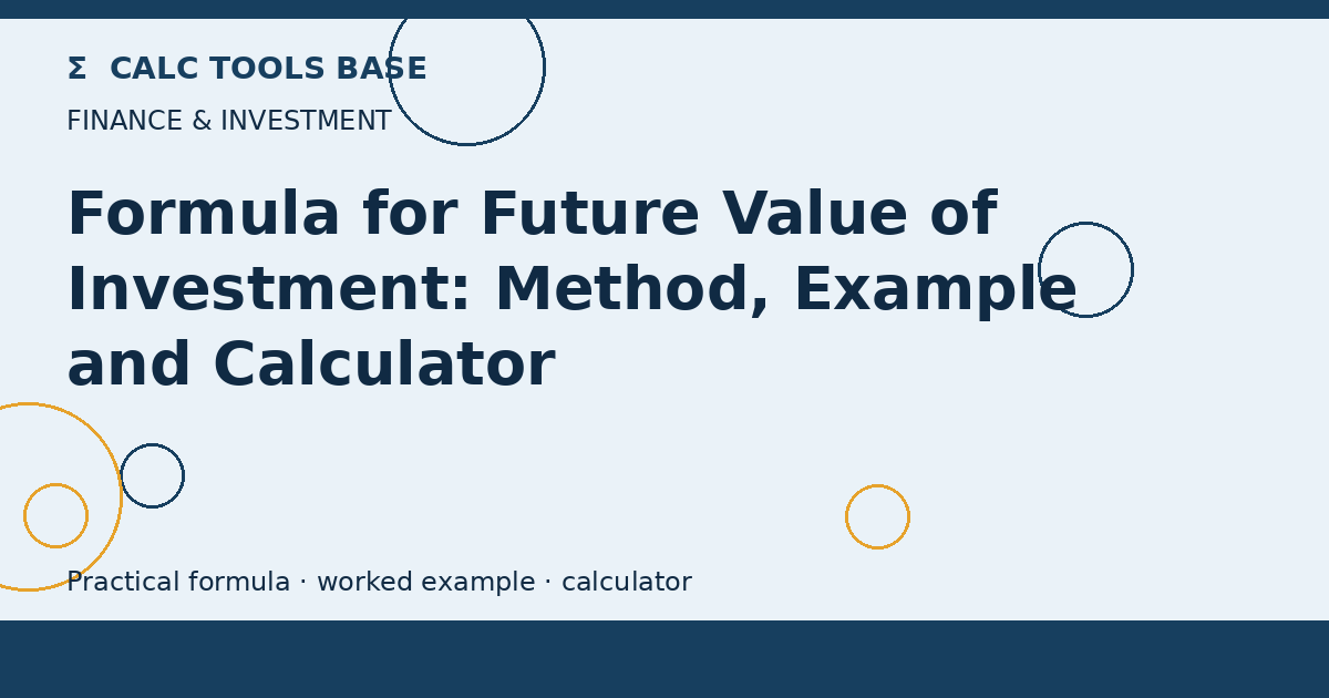 Formula For Future Value Of Investment