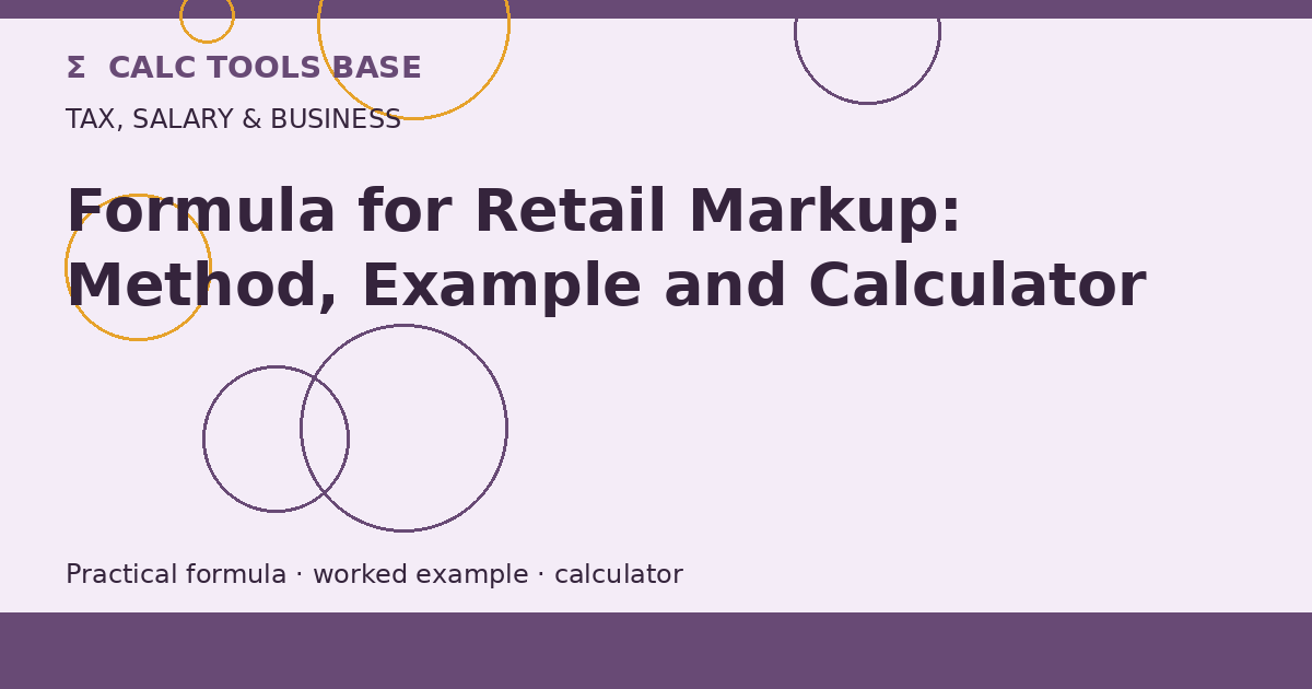 Formula For Retail Markup