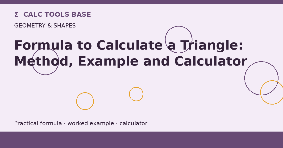Formula To Calculate A Triangle