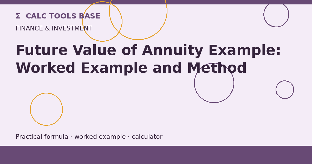 Future Value Of Annuity Example