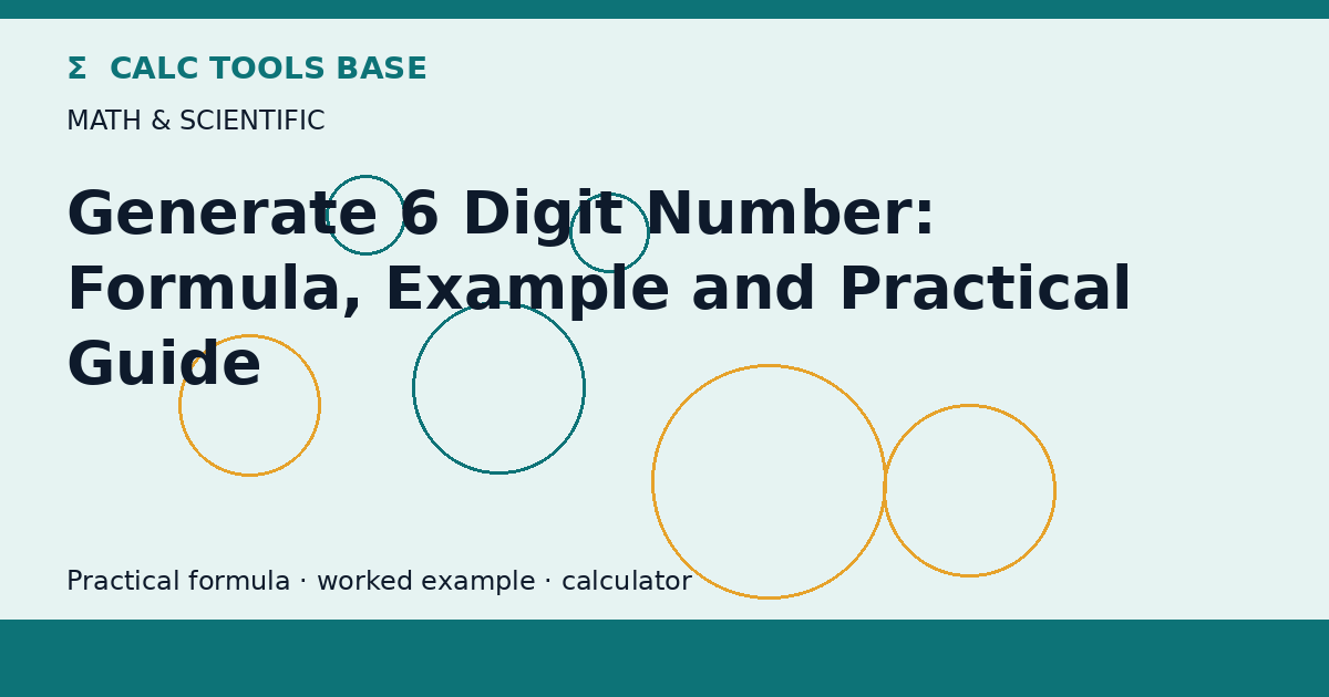 Generate 6 Digit Number