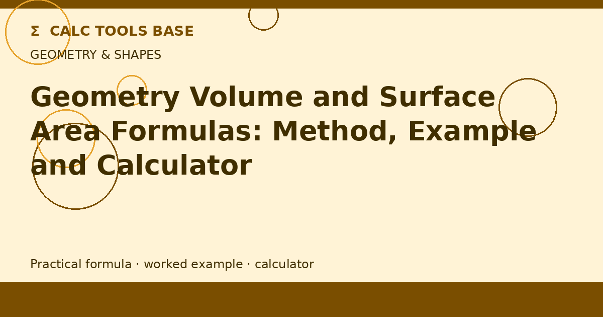 Geometry Volume And Surface Area Formulas