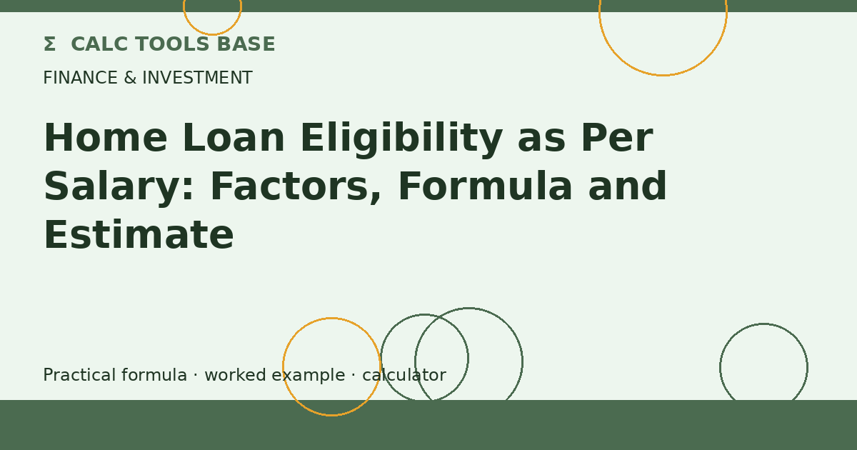 Home Loan Eligibility As Per Salary
