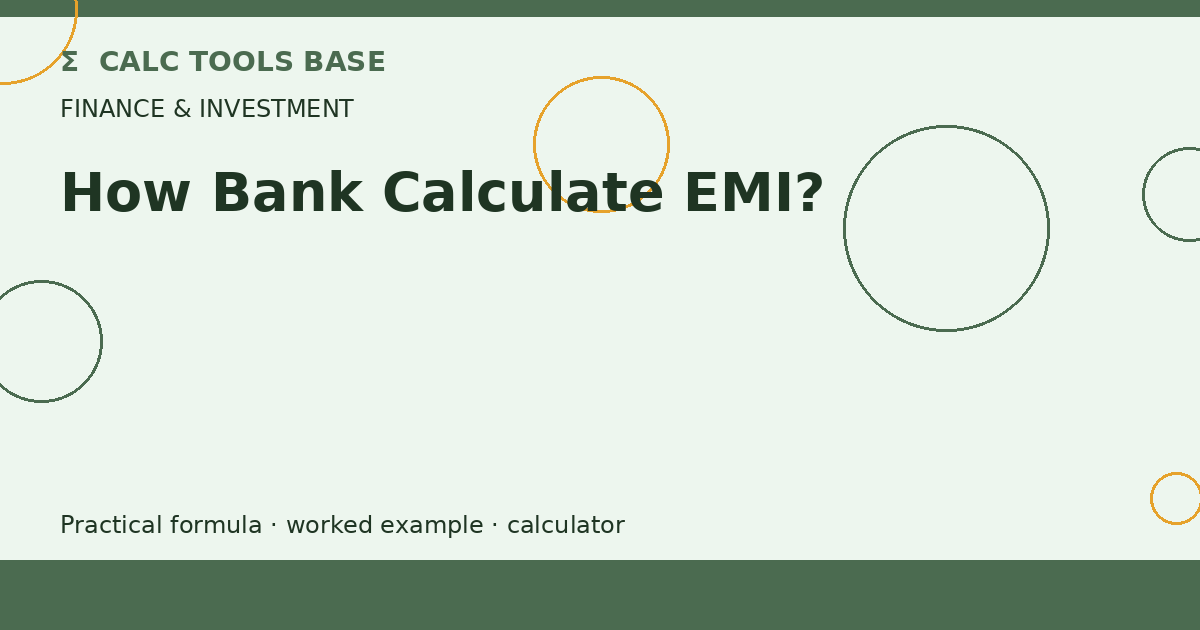 How Bank Calculate EMI?