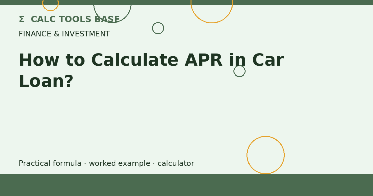 How To Calculate APR In Car Loan?