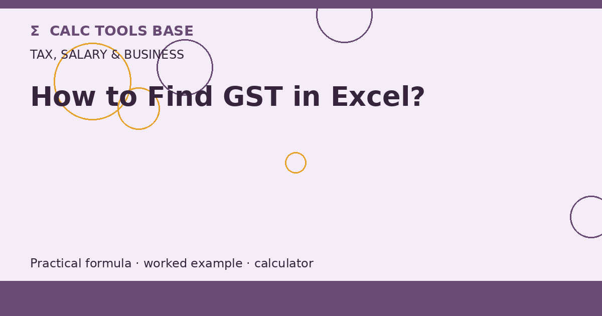 How To Find GST In Excel?