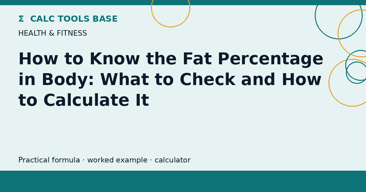 How To Know The Fat Percentage In Body?