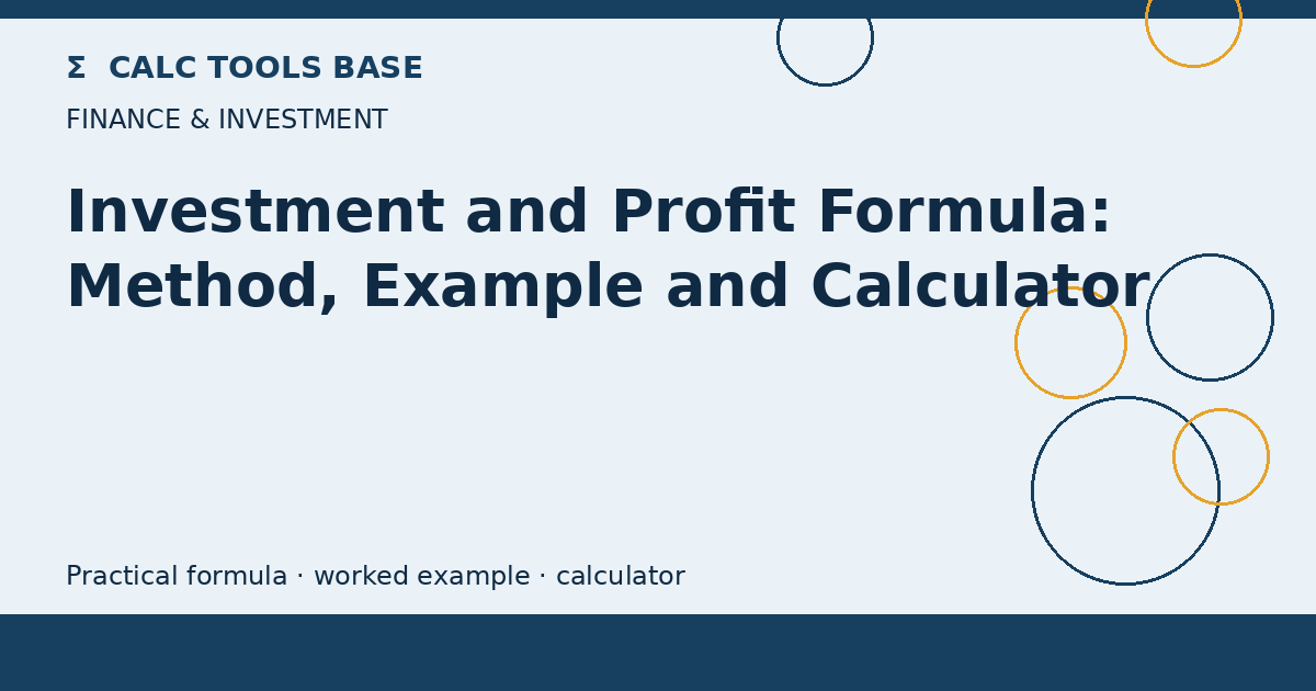 Investment And Profit Formula