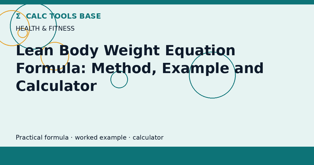 Lean Body Weight Equation