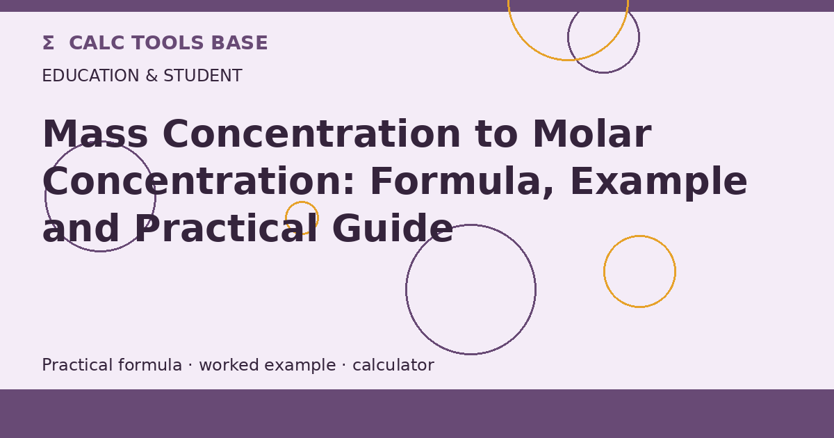 Mass Concentration To Molar Concentration