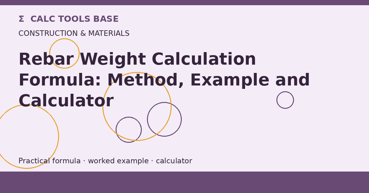Rebar Weight Calculation Formula