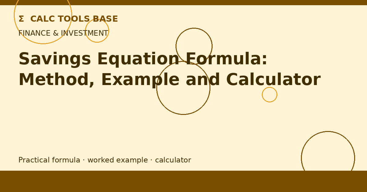 Savings Equation