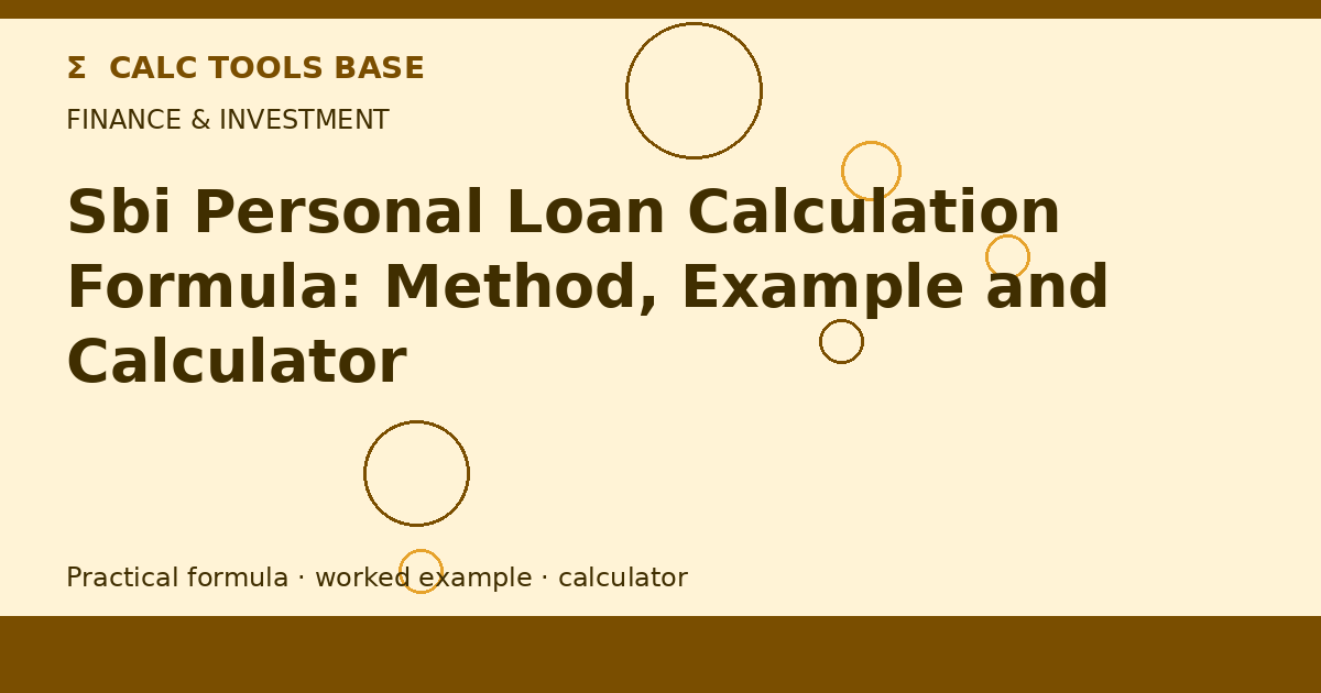 Sbi Personal Loan Calculation Formula