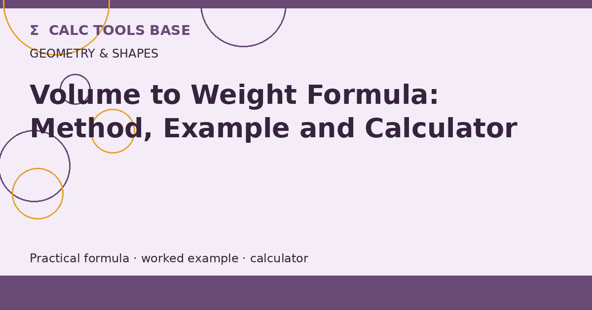 Volume To Weight Formula